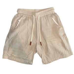 Tan Athletic Shorts with Elastic Waistband and Lightweight Fabric